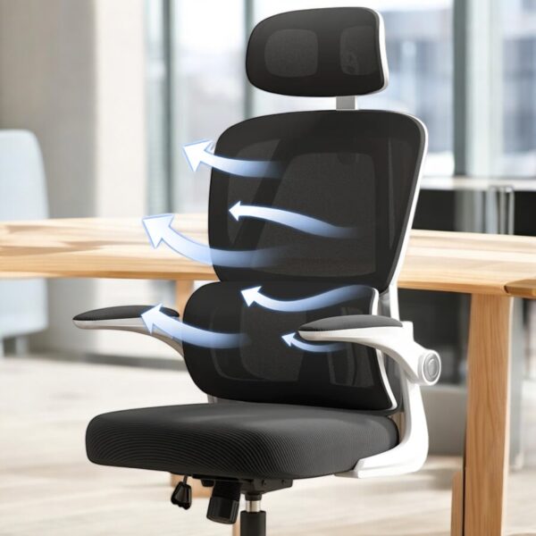 Cadeira Ergonômica Metal Red M419 – Branco - Image 4
