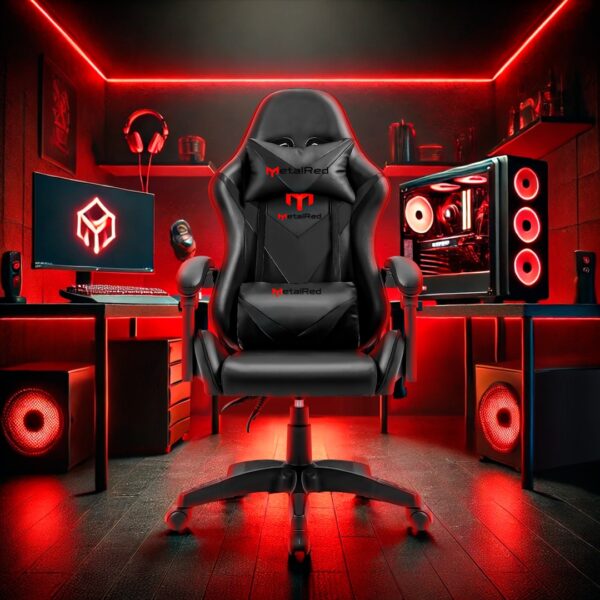 Cadeira Gamer Aurora M1 Metal Red - Preto - Image 3