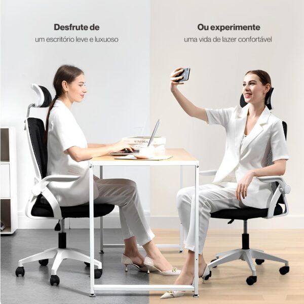 Cadeira Ergonômica Metal Red M255 – Branco - Image 7