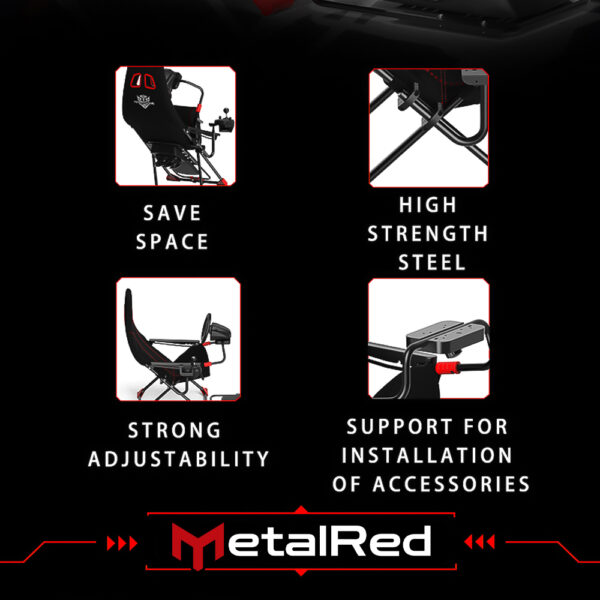Cockpit Simracing Metal Red Preto e Vermelho - FX6001 - Image 7