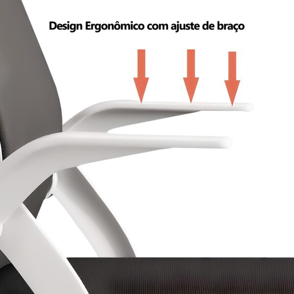 Cadeira Ergonômica Metal Red M255 – Branco - Image 3