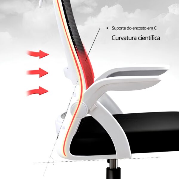 Cadeira Ergonômica Metal Red M255 – Branco - Image 4