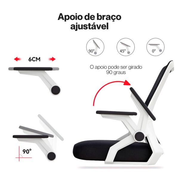 Cadeira Ergonômica Metal Red - M103 - Branco - Image 4