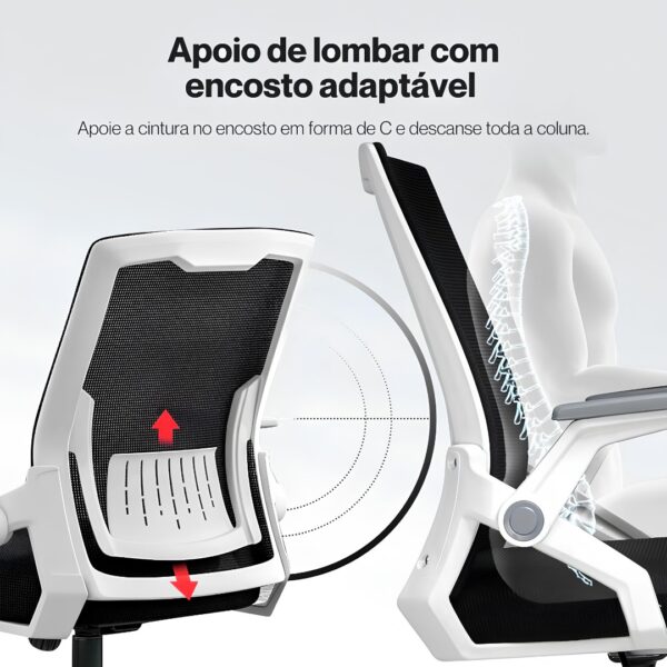 Cadeira Ergonômica Metal Red - M103 - Branco - Image 6