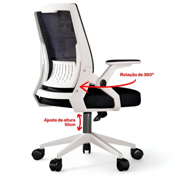Cadeira Ergonômica Metal Red - M103 - Branco - Image 3