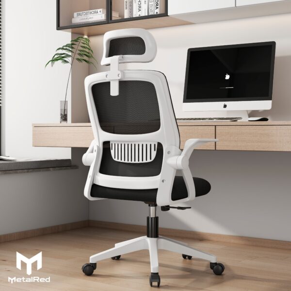 Cadeira Ergonômica Metal Red M255 – Branco - Image 8