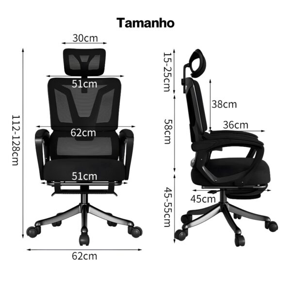 Cadeira Ergonômica Metal Red M3014 - Branco - Image 12