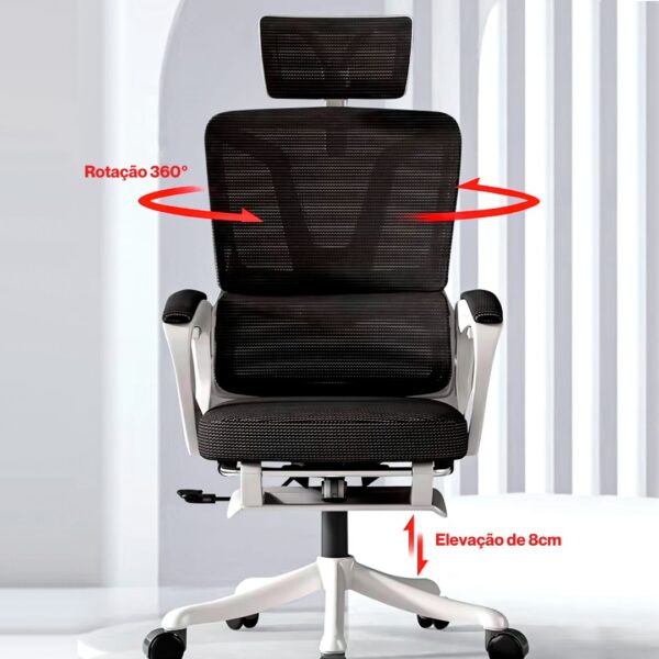 Cadeira Ergonômica Metal Red M3014 - Branco - Image 6