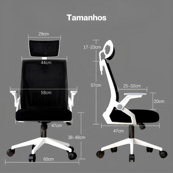 Cadeira Ergonômica Metal Red M401 – Preto - Image 10