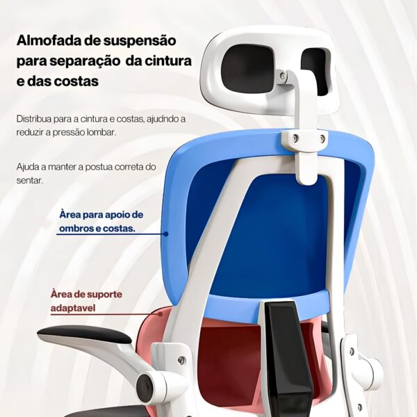Cadeira Ergonômica Metal Red M419 – Branco - Image 3