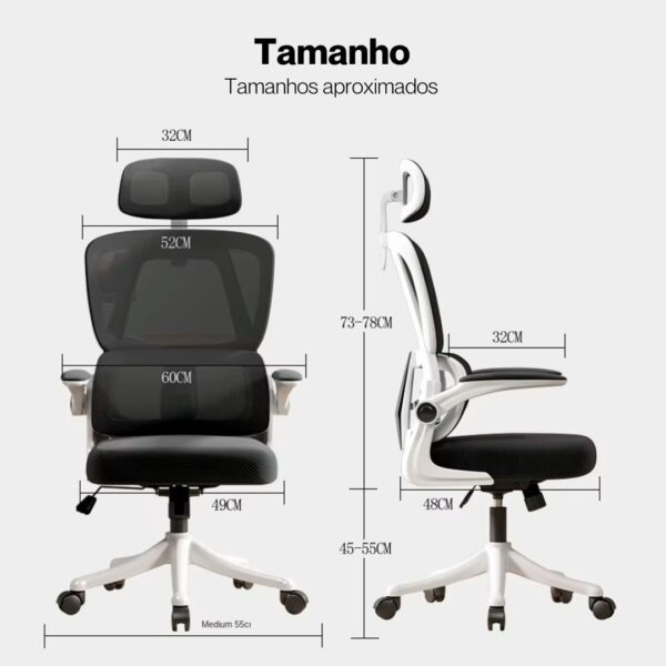 Cadeira Ergonômica Metal Red M419 – Branco - Image 12