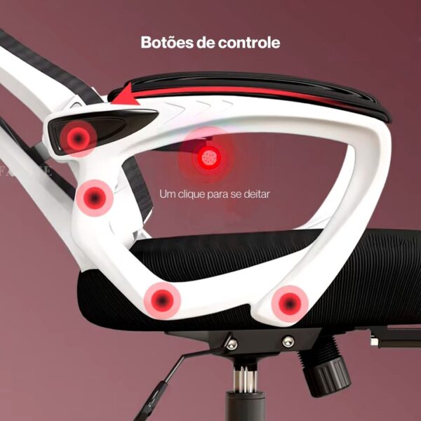 Cadeira Ergonômica Metal Red M858 - Preto - Image 9