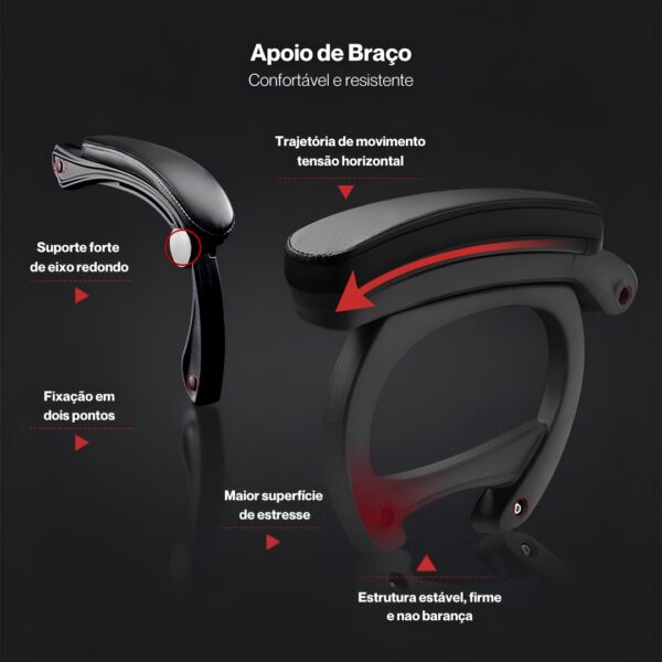 Cadeira Ergonômica Metal Red M809 - Preto - Image 4
