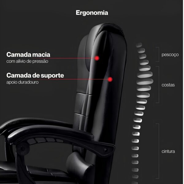Cadeira Ergonômica Metal Red M809 - Preto - Image 7
