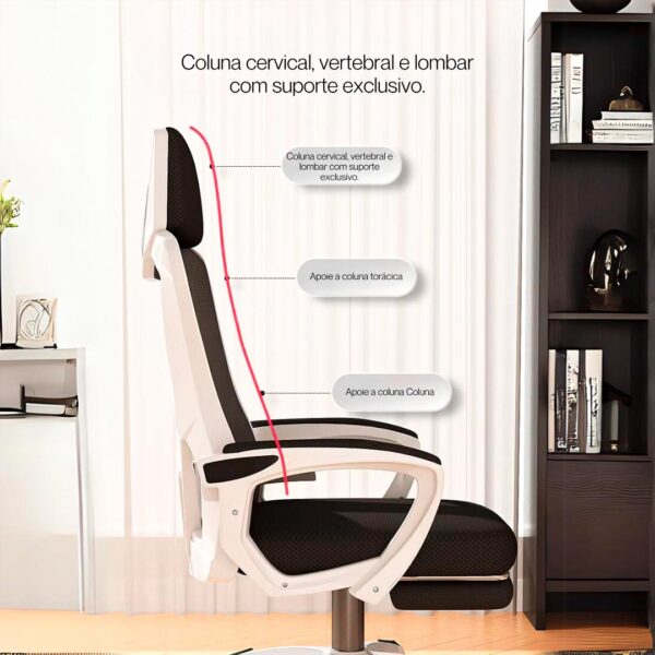 Cadeira Ergonômica Metal Red M818 - Branco - Image 9