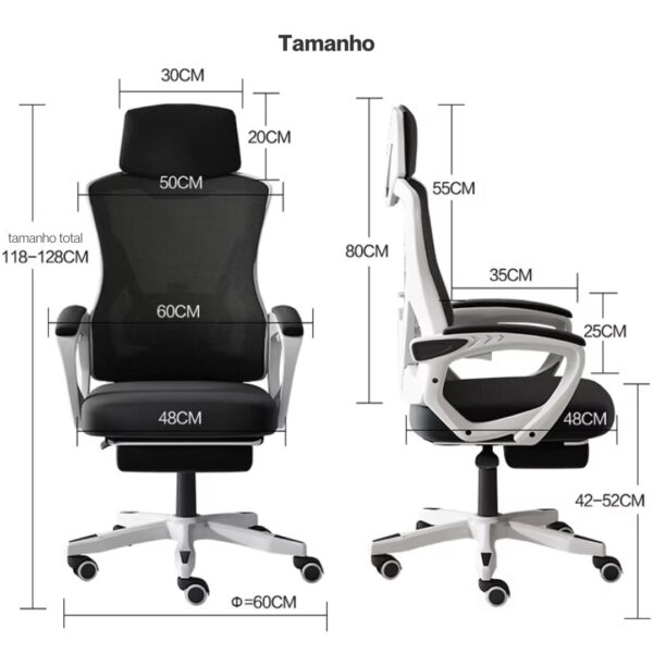 Cadeira Ergonômica Metal Red M818 - Branco - Image 10