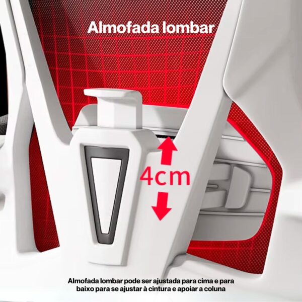 Cadeira Ergonômica Metal Red M818 - Branco - Image 7