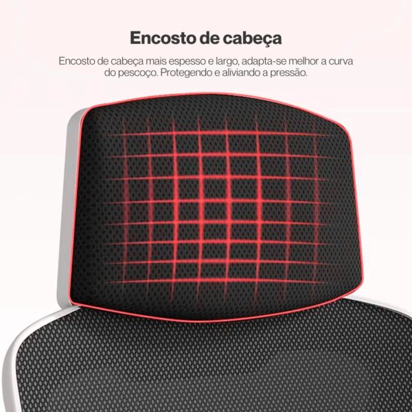 Cadeira Ergonômica Metal Red M818 - Branco - Image 6