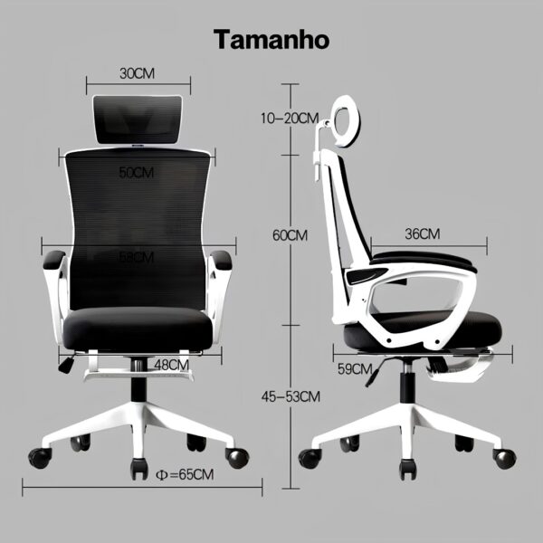 Cadeira Ergonômica Metal Red M858 - Preto - Image 13