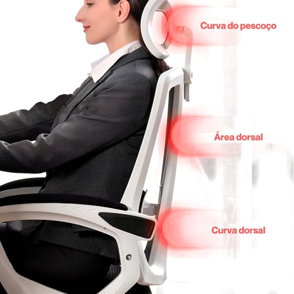 Cadeira Ergonômica Metal Red M858 - Branco - Image 5