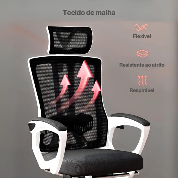 Cadeira Ergonômica Metal Red M858 - Branco - Image 8