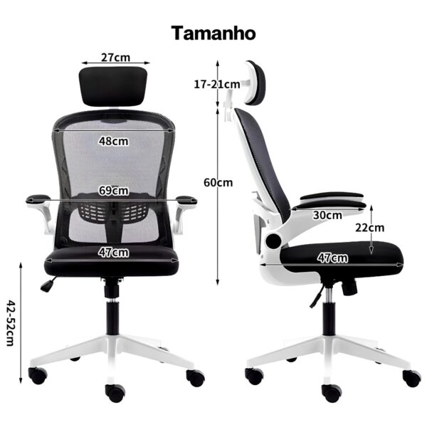 Cadeira Ergonômica Metal Red M255 – Branco - Image 12