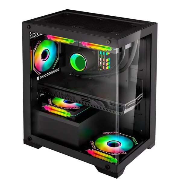Gabinete Gamer Nebula Mini Metal Red M6 - Preto - Image 2