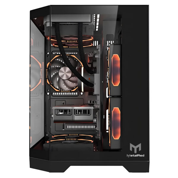 Gabinete Gamer Neptune Mini Metal Red M4 - Preto - Image 3